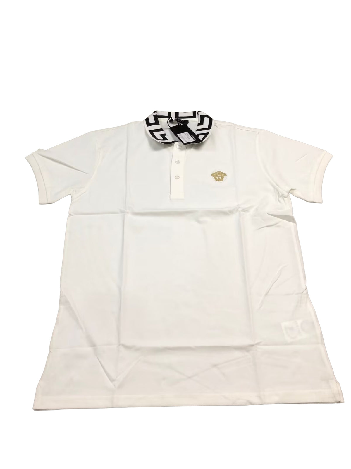 White black Greca collar polo on white background
