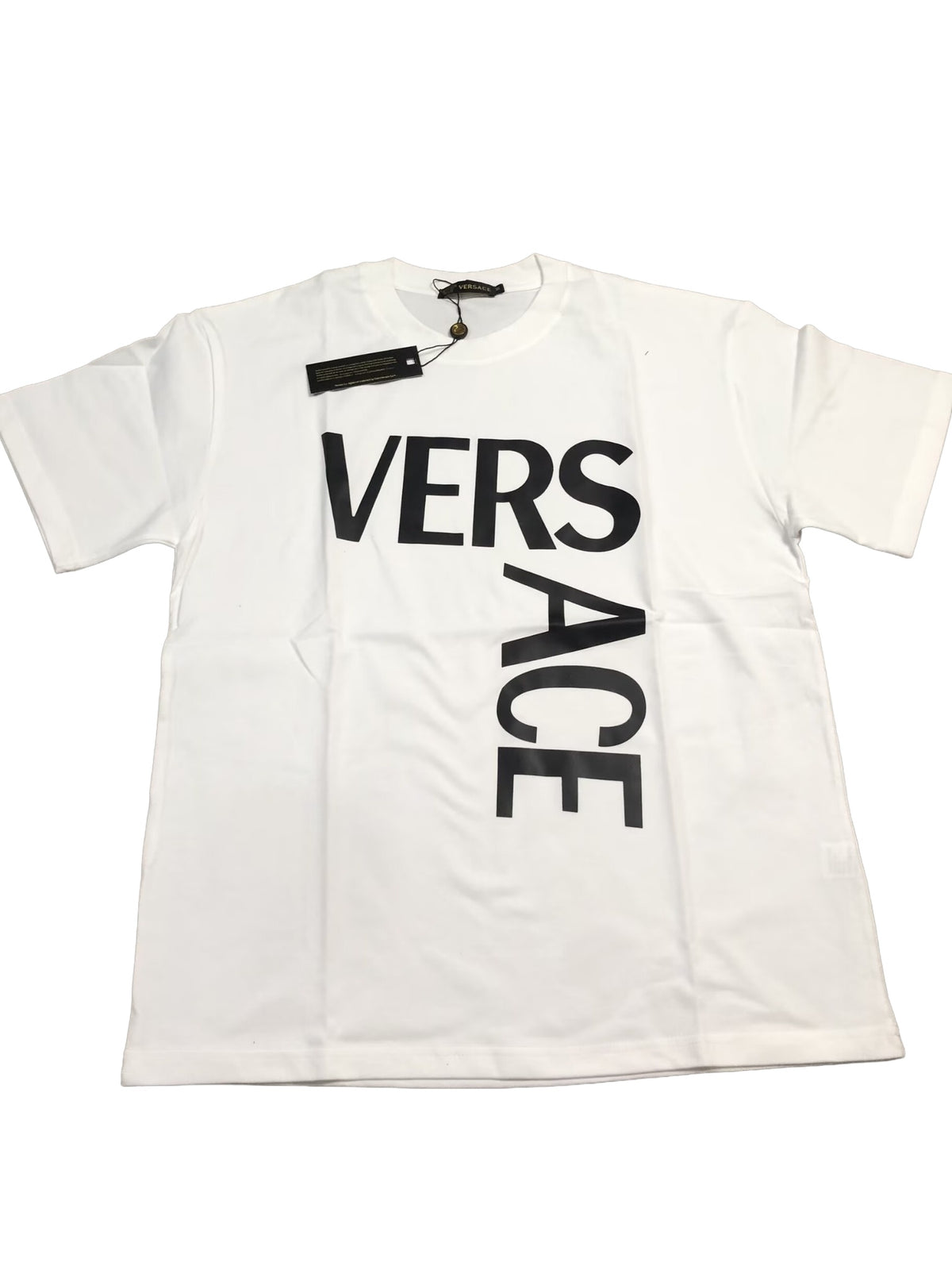 White vertical logo T-shirt on white background